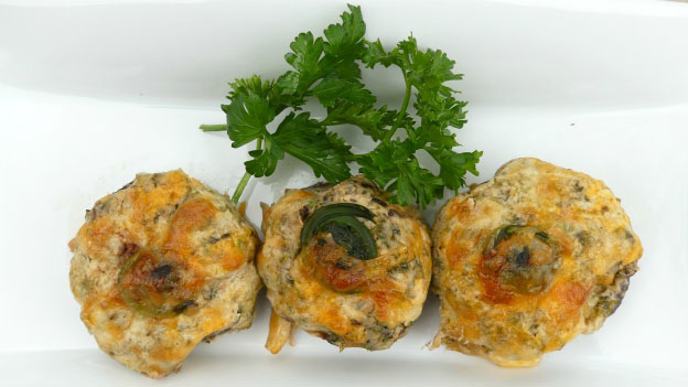 Stuffed Fiddlehead Mushrooms