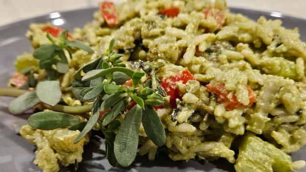 Purslane Pesto Rice