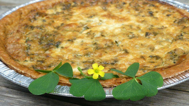 Wood Sorrel and Onion Tart